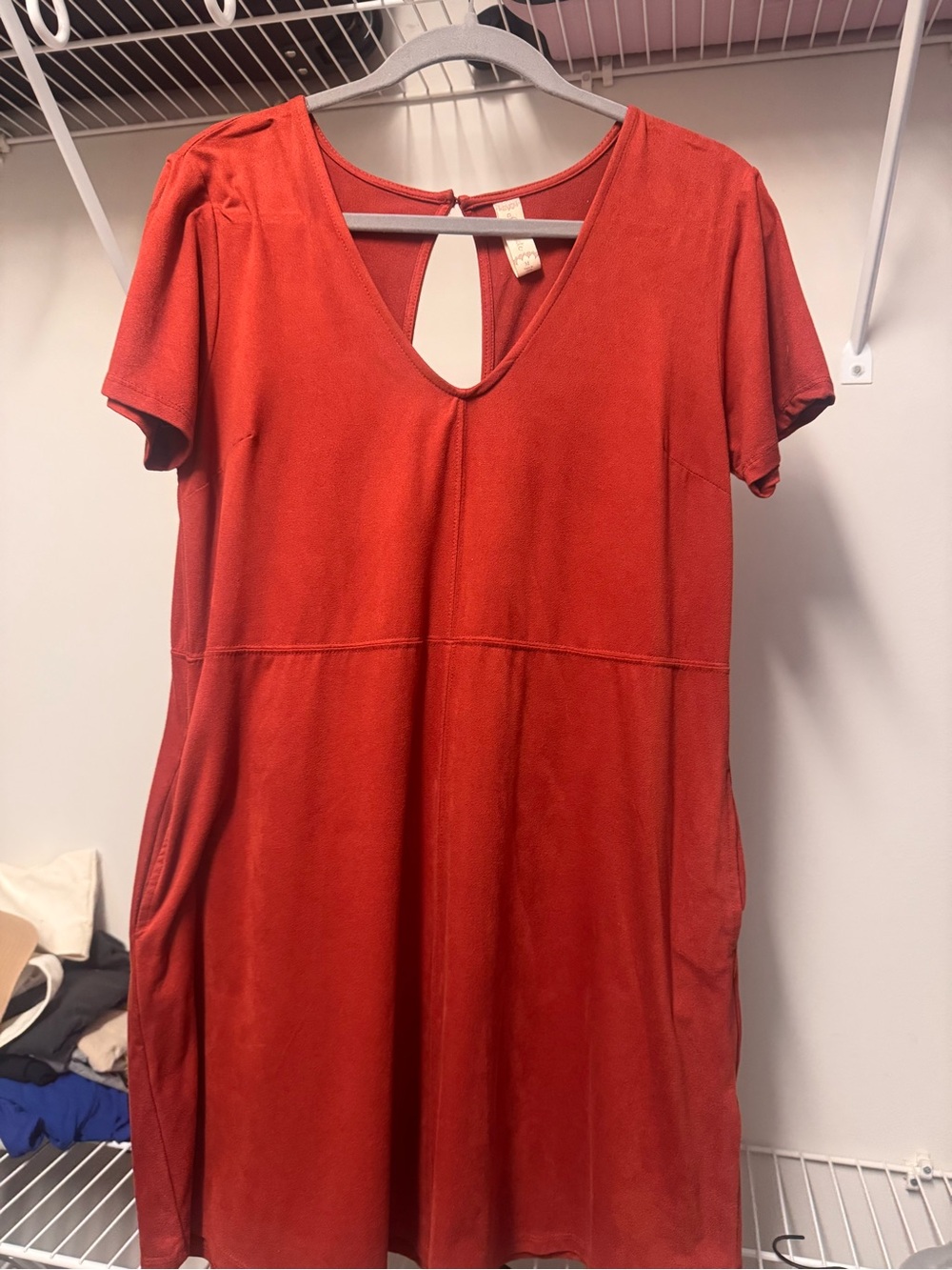 Altar'd State Rust Red Short Sleeve V-Neck Dress
